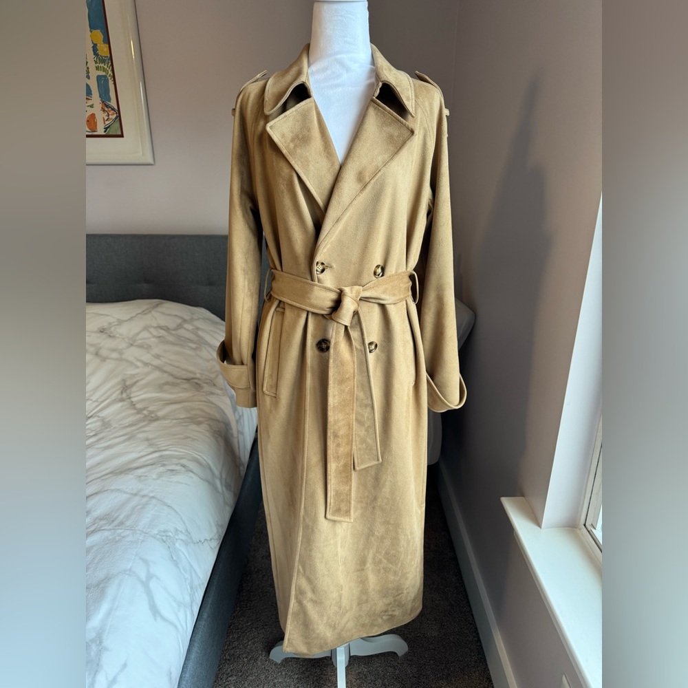 Abercrombie & Fitch A&F Faux Suede Trench Coat Size S